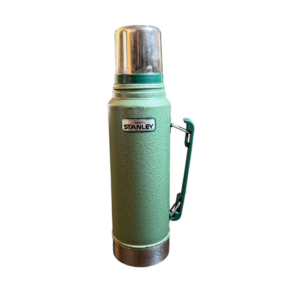 Aladdin Stanley Thermos Vacuum Bottle 32oz Green Hammertone Vintage 96 Camping